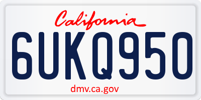 CA license plate 6UKQ950