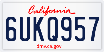 CA license plate 6UKQ957