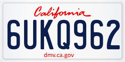 CA license plate 6UKQ962
