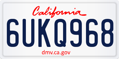 CA license plate 6UKQ968