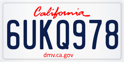 CA license plate 6UKQ978