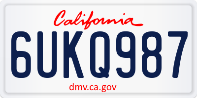 CA license plate 6UKQ987