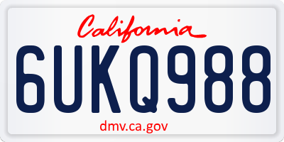 CA license plate 6UKQ988