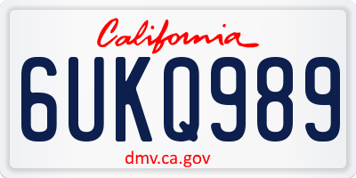 CA license plate 6UKQ989