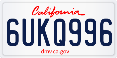 CA license plate 6UKQ996