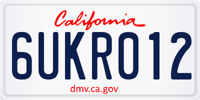 CA license plate 6UKR012