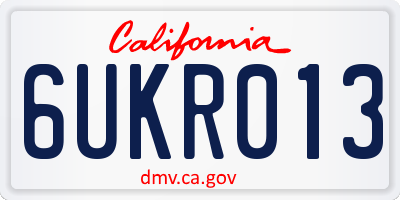 CA license plate 6UKR013