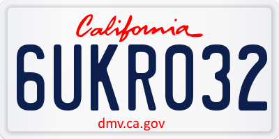CA license plate 6UKR032