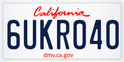 CA license plate 6UKR040