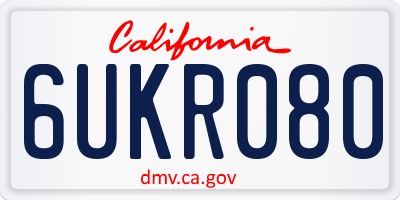 CA license plate 6UKR080