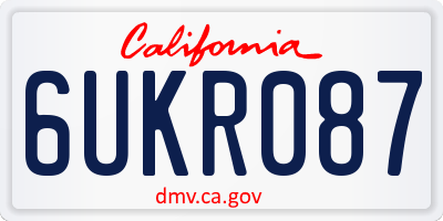 CA license plate 6UKR087