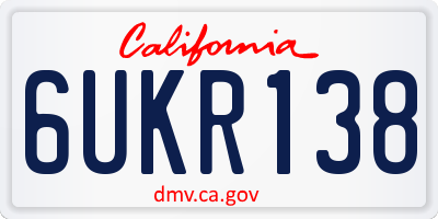 CA license plate 6UKR138