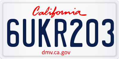 CA license plate 6UKR203