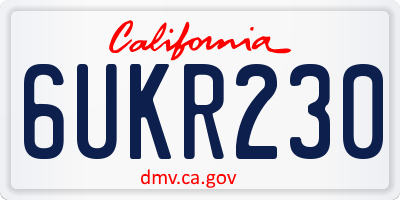 CA license plate 6UKR230