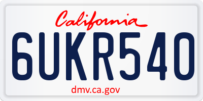CA license plate 6UKR540