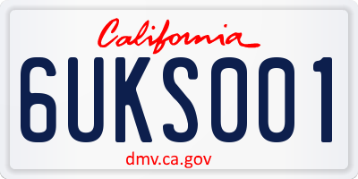 CA license plate 6UKS001