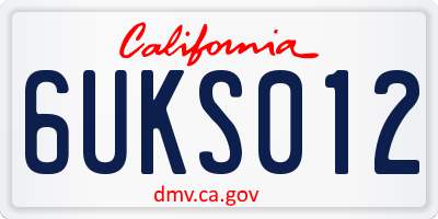 CA license plate 6UKS012