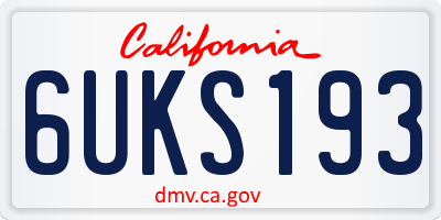 CA license plate 6UKS193