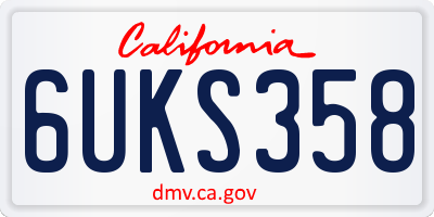 CA license plate 6UKS358