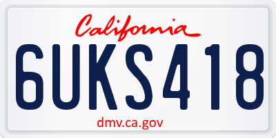 CA license plate 6UKS418