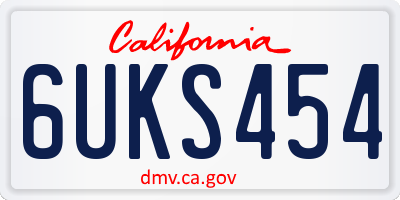 CA license plate 6UKS454