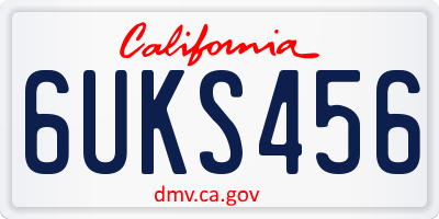 CA license plate 6UKS456