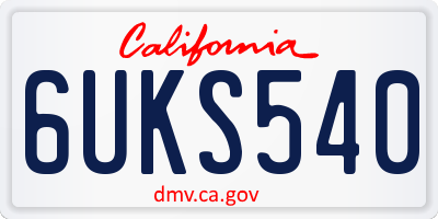 CA license plate 6UKS540
