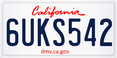 CA license plate 6UKS542