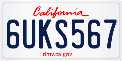 CA license plate 6UKS567