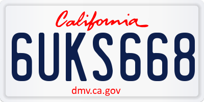 CA license plate 6UKS668