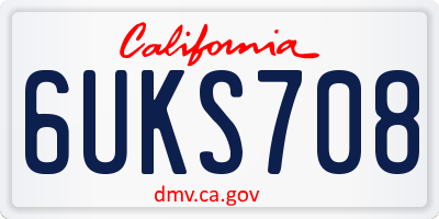 CA license plate 6UKS708