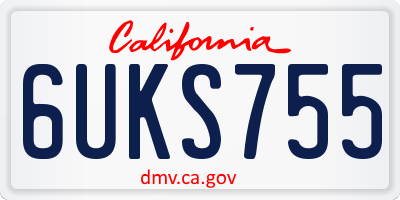 CA license plate 6UKS755