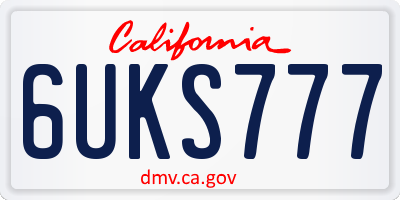 CA license plate 6UKS777