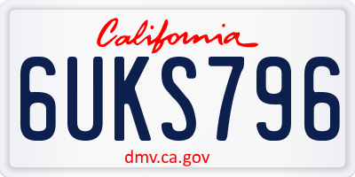CA license plate 6UKS796