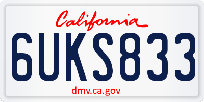 CA license plate 6UKS833