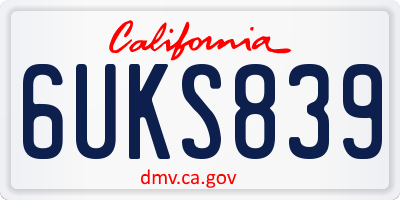 CA license plate 6UKS839