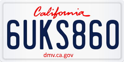 CA license plate 6UKS860