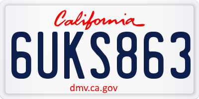 CA license plate 6UKS863