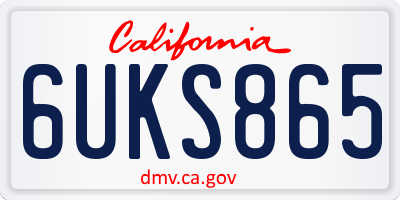 CA license plate 6UKS865