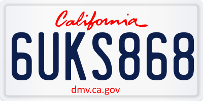 CA license plate 6UKS868