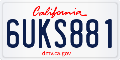 CA license plate 6UKS881