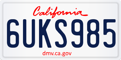 CA license plate 6UKS985