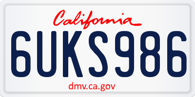 CA license plate 6UKS986
