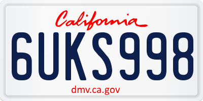 CA license plate 6UKS998