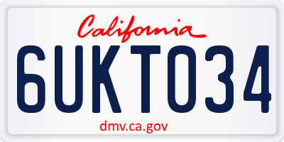 CA license plate 6UKT034
