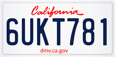 CA license plate 6UKT781