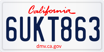 CA license plate 6UKT863