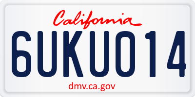 CA license plate 6UKU014