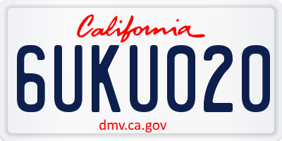CA license plate 6UKU020