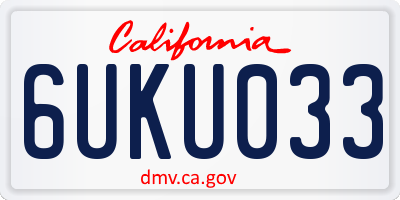CA license plate 6UKU033